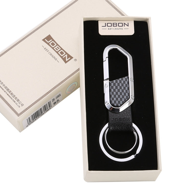 JOBON ZB-106A Business Men Metal Keychain Double Loop Car Pendant Keychain(Black Nickel)
