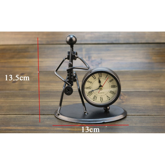 Iron Stainless Steel Small Table Clock Retro Personality Clock Birthday Gift(C66 Trombone Clock)