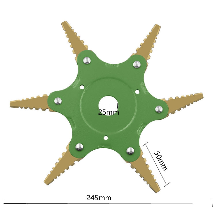 Toothed Mower Blade Six-Leaf Cyclone Blade Agricultural Weeder Parts(Golden Blade Bagged Gray)