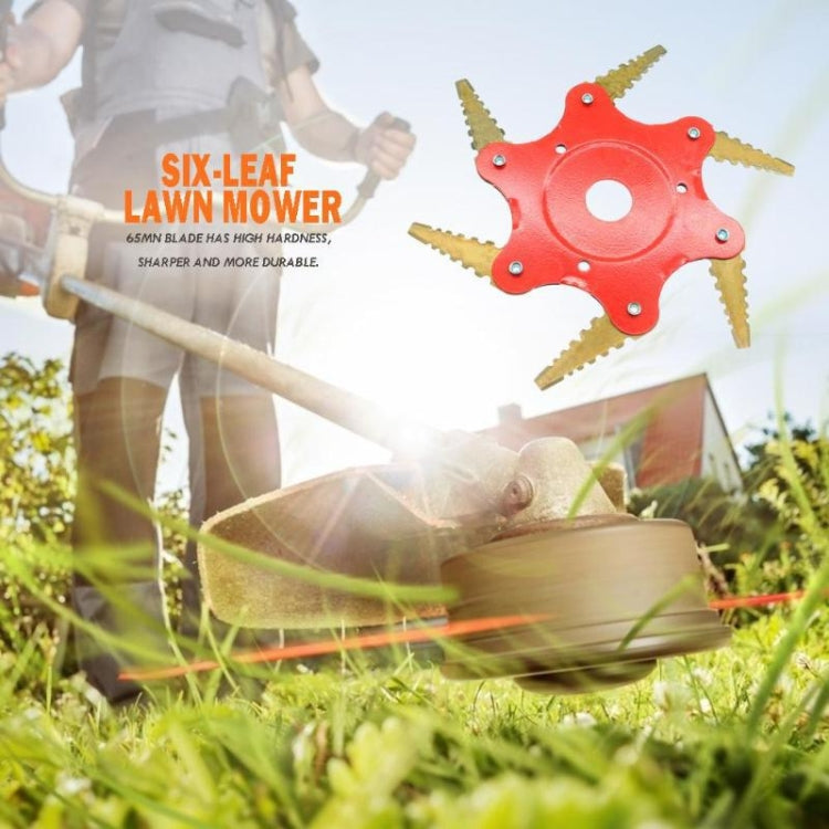 Toothed Mower Blade Six-Leaf Cyclone Blade Agricultural Weeder Parts(Golden Blade Bagged Gray)