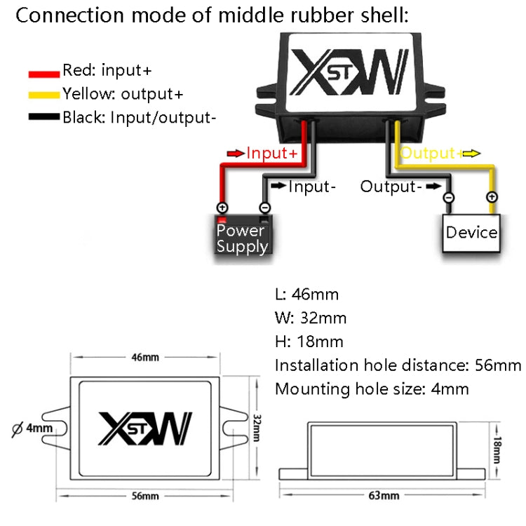 XWST DC 12/24V To 5V Converter Step-Down Vehicle Power Module, Specification: 12/24V To 5V 5A Medium Rubber Shell