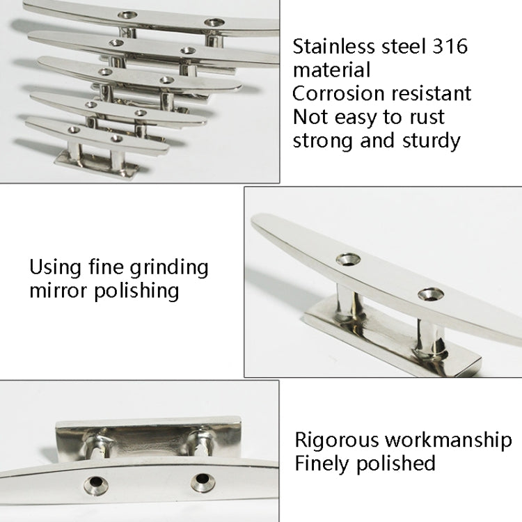 316 Stainless Steel Siamese Mooring Bollard For Marine Boat Yacht, Specification:  5 inch