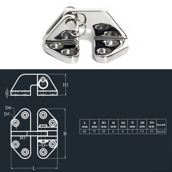 Butterfly Hinge 316 Stainless Steel Ship Accessories, Specification: 70 x 68mm