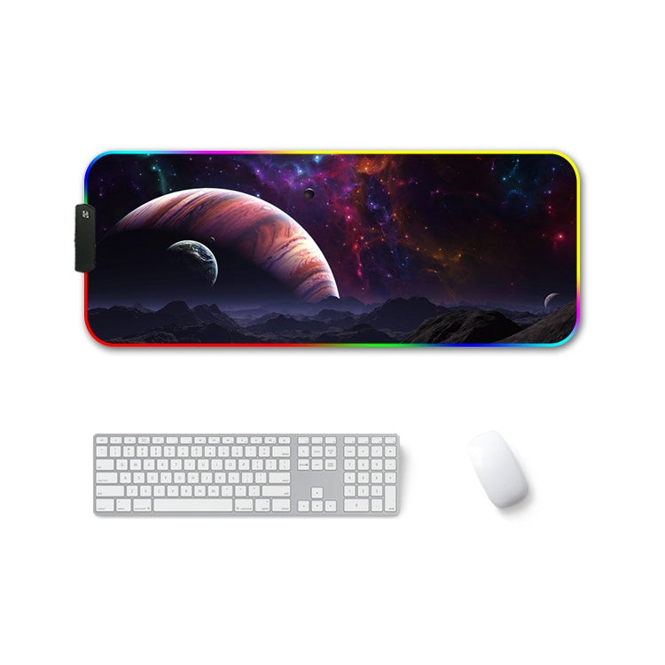 260x390x3mm F-01 Rubber Thermal Transfer RGB Luminous Non-Slip Mouse Pad(Vast Starry Sky)