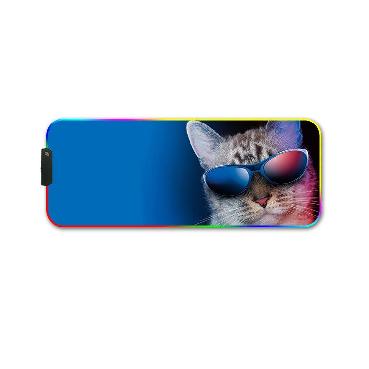 260x390x3mm F-01 Rubber Thermal Transfer RGB Luminous Non-Slip Mouse Pad(Glasses Cat)