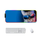 350x600x4mm F-01 Rubber Thermal Transfer RGB Luminous Non-Slip Mouse Pad(Glasses Cat)