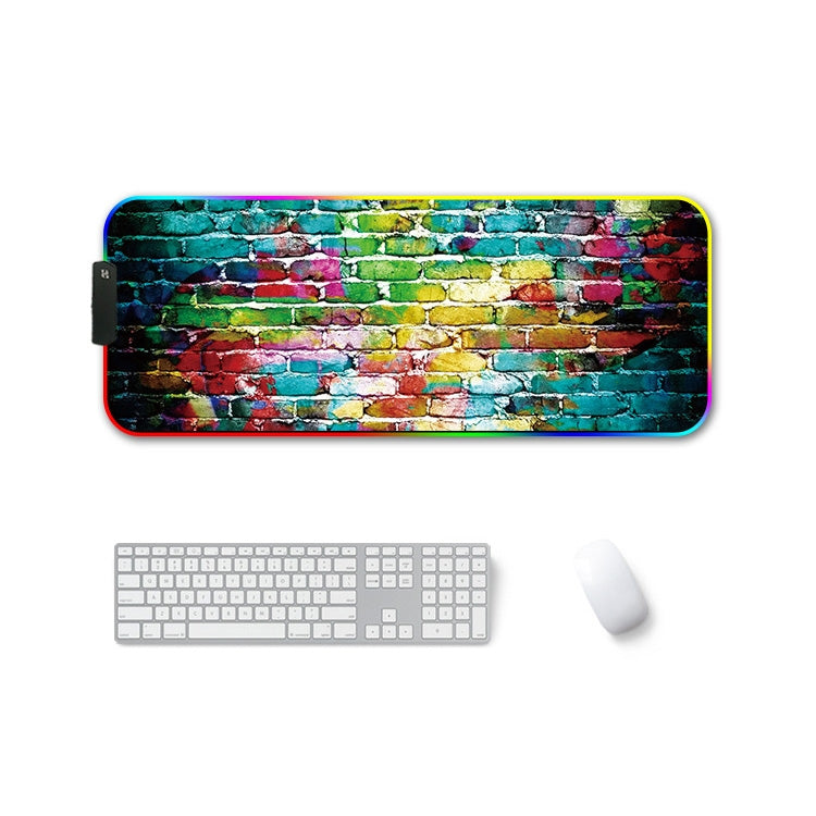 300x800x3mm F-01 Rubber Thermal Transfer RGB Luminous Non-Slip Mouse Pad(Colorful Brick)