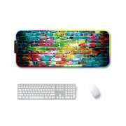 300x800x3mm F-01 Rubber Thermal Transfer RGB Luminous Non-Slip Mouse Pad(Colorful Brick)