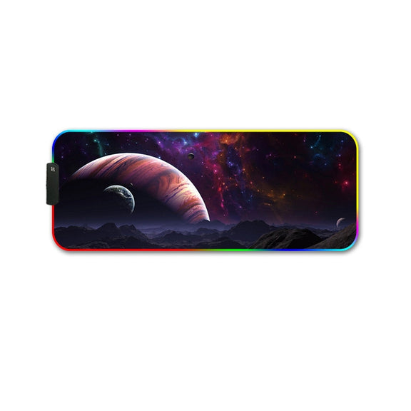 400x900x3mm F-01 Rubber Thermal Transfer RGB Luminous Non-Slip Mouse Pad(Vast Starry Sky)