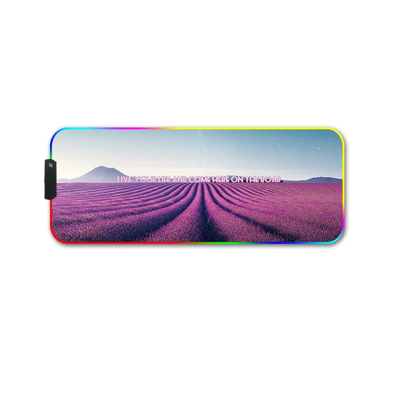 400x900x3mm F-01 Rubber Thermal Transfer RGB Luminous Non-Slip Mouse Pad(Lavender)