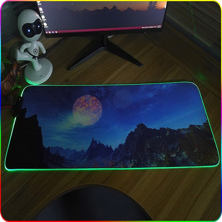 400x900x3mm F-01 Rubber Thermal Transfer RGB Luminous Non-Slip Mouse Pad(Red Fox)