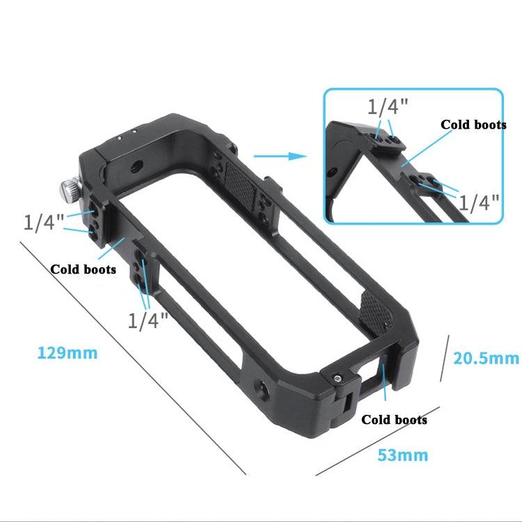 KF42730 For Insta360 One X-2 Metal Camera Vertical Cage Protection Frame with Cold Shoe