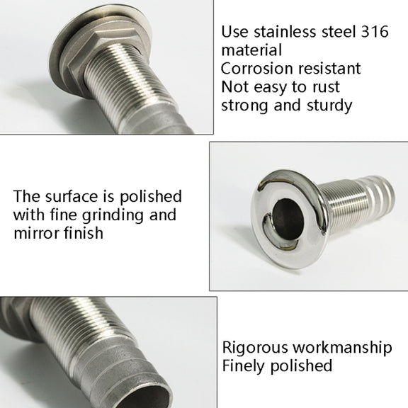 316 Stainless Steel Drain Pipe Tube Marine Drain Joint Fitting For Boat Yacht, Specification: 3/4inch