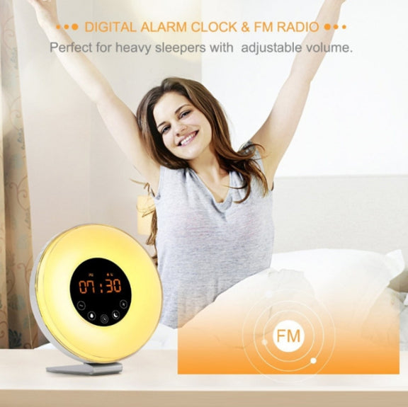 Simulated Sunrise And Sunset Sleep Light Alarm Clock with FM Radio(UK Plug)
