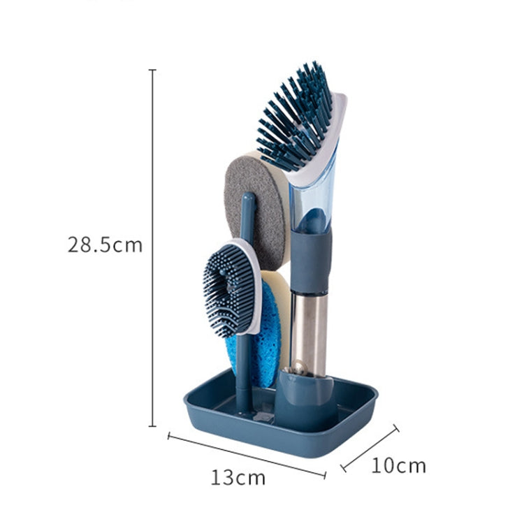 Kitchen Oil Dirty Pan Brush Can Add Detergent Sponge Brush Long Handle Cleaning Brush(Gray)