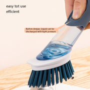 Kitchen Oil Dirty Pan Brush Can Add Detergent Sponge Brush Long Handle Cleaning Brush(Gray)