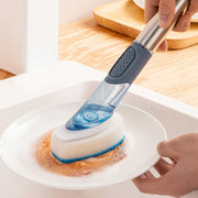 Kitchen Oil Dirty Pan Brush Can Add Detergent Sponge Brush Long Handle Cleaning Brush(Blue)