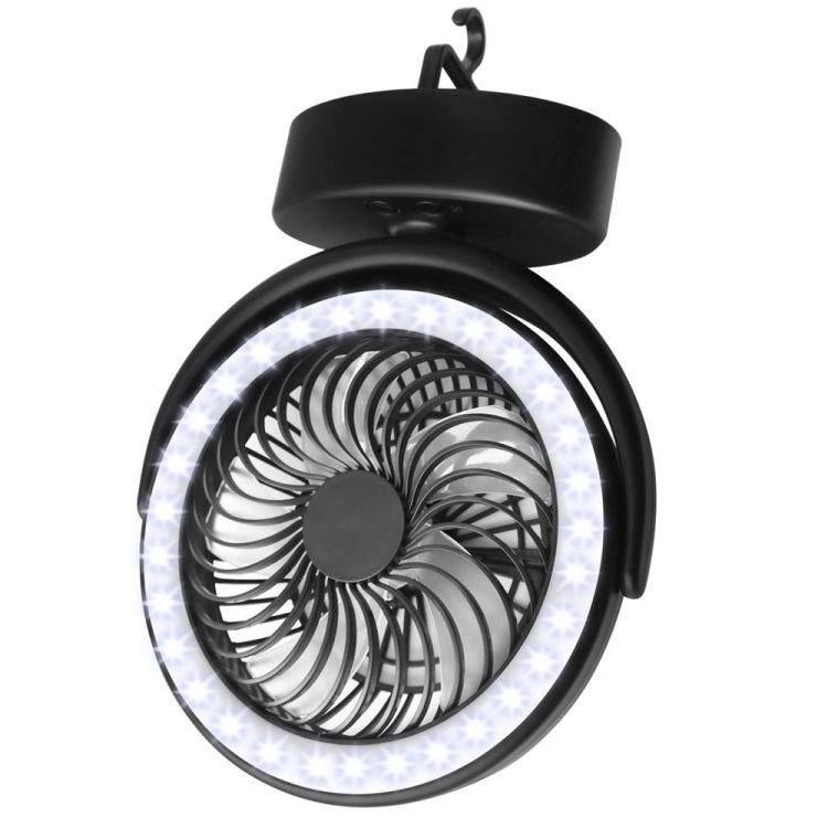YQ-8004 USB Charging Outdoor Wild Camp Fan Multifunction Camping Tent LED Fan(Black)