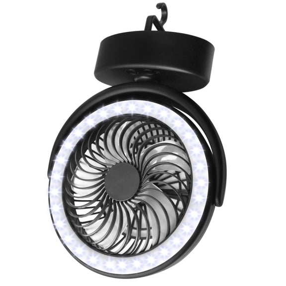 YQ-8004 USB Charging Outdoor Wild Camp Fan Multifunction Camping Tent LED Fan(Black)