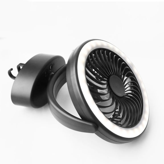 YQ-8004 USB Charging Outdoor Wild Camp Fan Multifunction Camping Tent LED Fan(Black)
