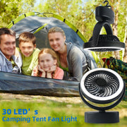 YQ-8004 USB Charging Outdoor Wild Camp Fan Multifunction Camping Tent LED Fan(Black)