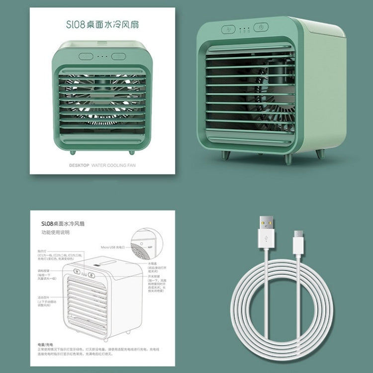 Desktop Humidification Spray USB Water-cooled Fan(Green)