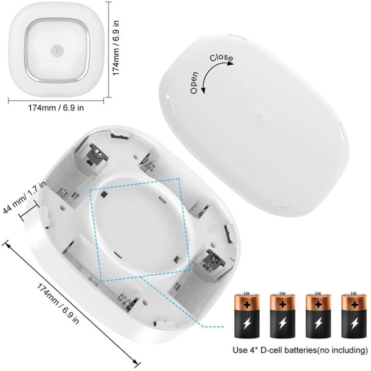 1145 Human Body Induction Ceiling Light Wireless Installation Battery Ceiling Lamp(White Shell Warm Light)