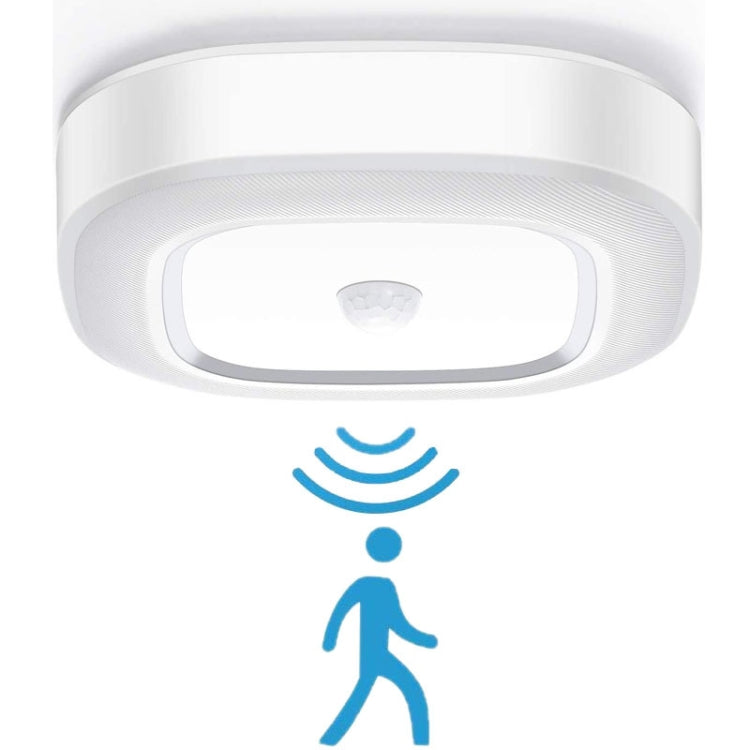 1145 Human Body Induction Ceiling Light Wireless Installation Battery Ceiling Lamp(White Shell Warm Light)