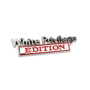 2 PCS Car Metal Leaf Board Car Logo White Privilege Edition Modified Car Body Sticker Sign(Silver Red)