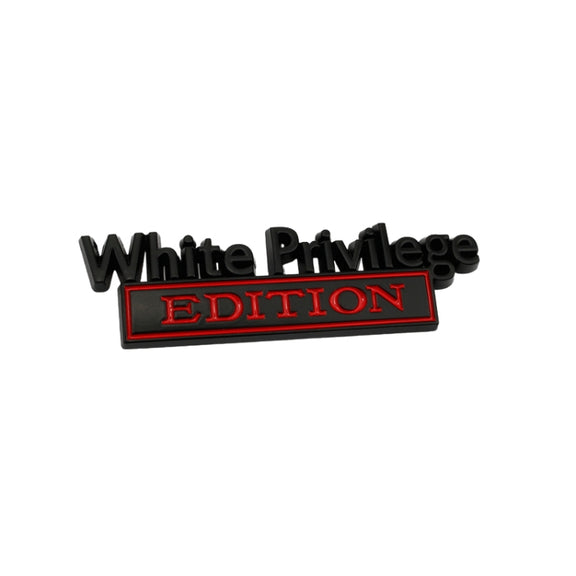 2 PCS Car Metal Leaf Board Car Logo White Privilege Edition Modified Car Body Sticker Sign(Black Red)