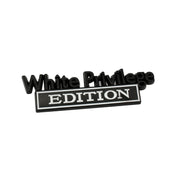 2 PCS Car Metal Leaf Board Car Logo White Privilege Edition Modified Car Body Sticker Sign(Black White)