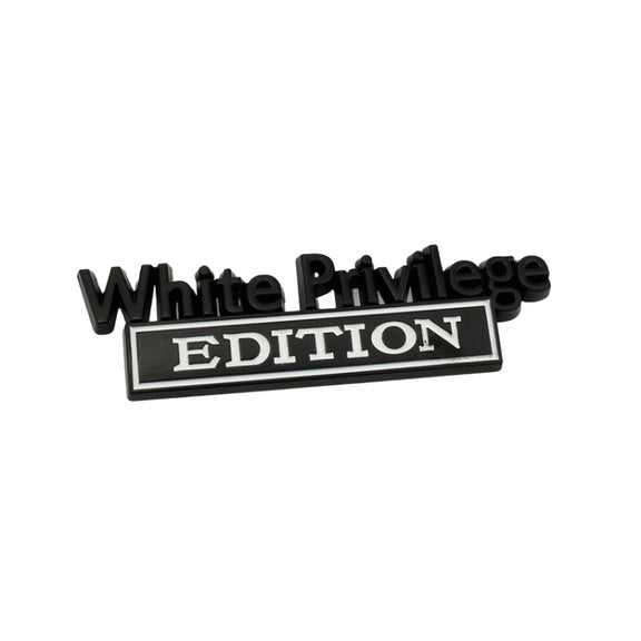 2 PCS Car Metal Leaf Board Car Logo White Privilege Edition Modified Car Body Sticker Sign(Black White)