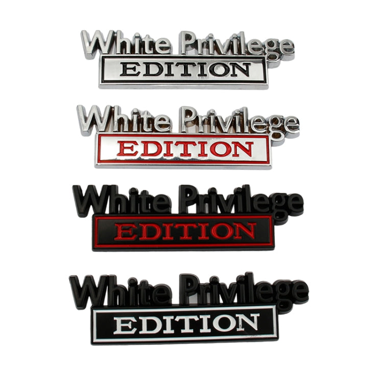 2 PCS Car Metal Leaf Board Car Logo White Privilege Edition Modified Car Body Sticker Sign(Silver Black)