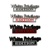 2 PCS Car Metal Leaf Board Car Logo White Privilege Edition Modified Car Body Sticker Sign(Silver Black)