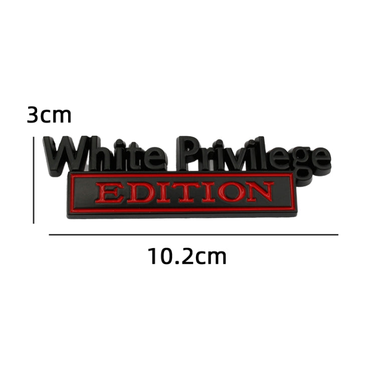2 PCS Car Metal Leaf Board Car Logo White Privilege Edition Modified Car Body Sticker Sign(Black Red)