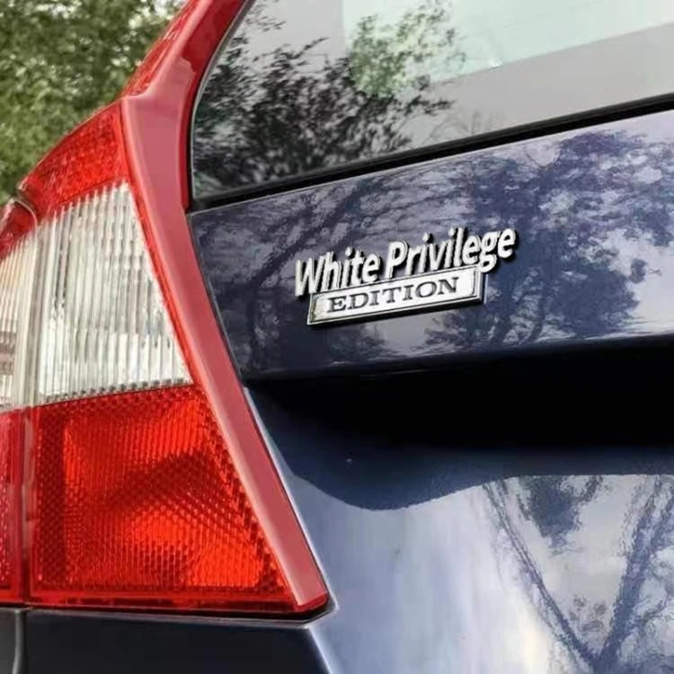 2 PCS Car Metal Leaf Board Car Logo White Privilege Edition Modified Car Body Sticker Sign(Silver Red)