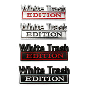 2 PCS Car Metal Modification Standard White Trash Edition Car Label Stickers(Silver Red)