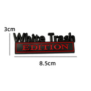 2 PCS Car Metal Modification Standard White Trash Edition Car Label Stickers(Silver Red)