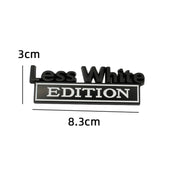 2 PCS Car Metal Leaf Board Label Less White Edition Modified Body Labeling(Black White)