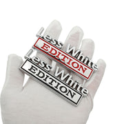 2 PCS Car Metal Leaf Board Label Less White Edition Modified Body Labeling(Silver Red)