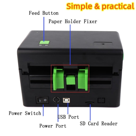 Xprinter XP-108B 4 Inch 108mm Label Printer Thermal Barcode Printer , Model: USB + Bluetooth Version