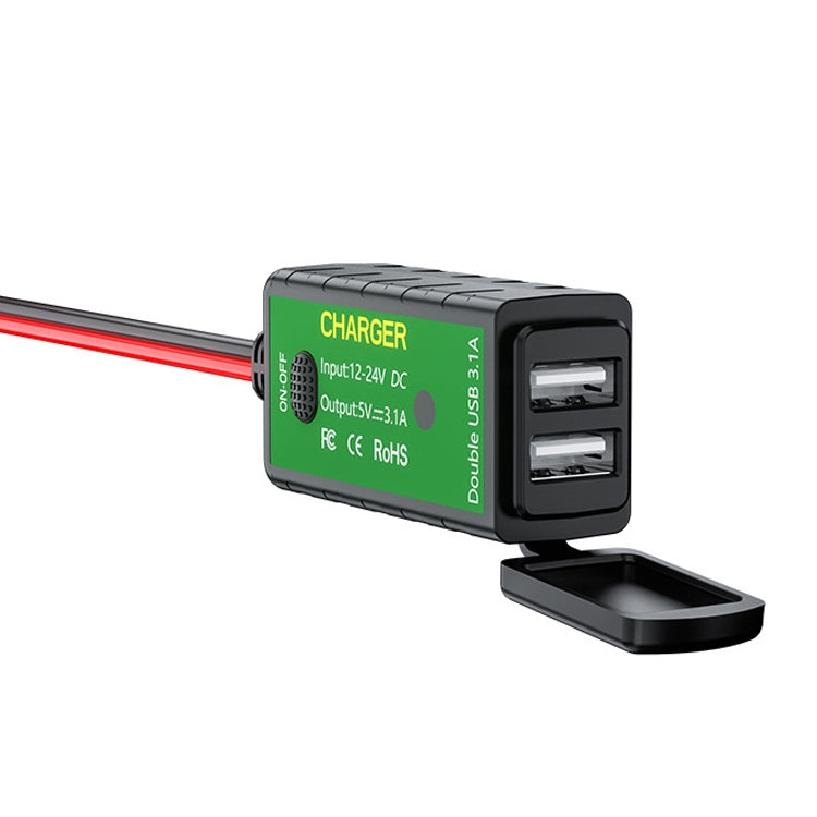 M2-A 12V 3.1A Dual USB Mobile Phone Charger Motorcycle Water-resistant With Line Charger