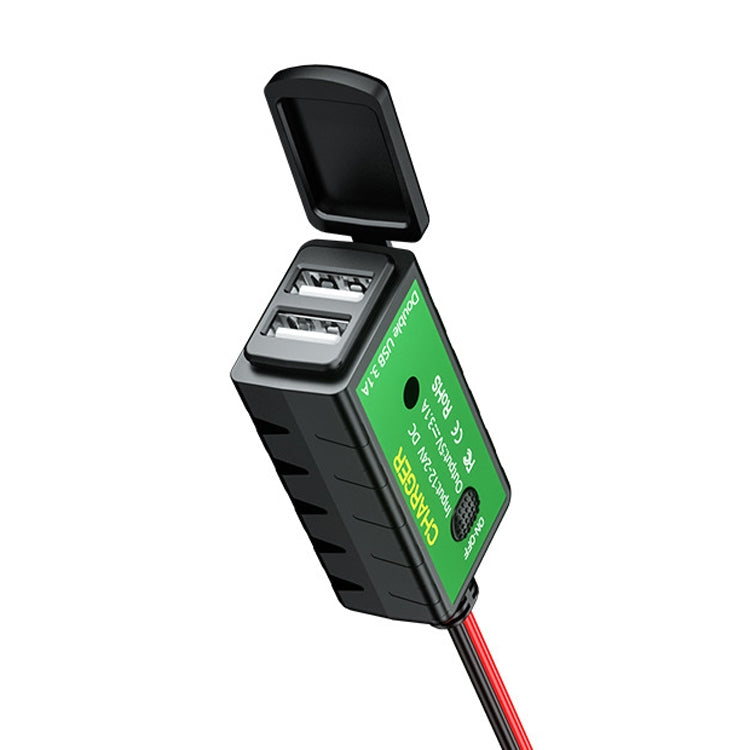 M2-A 12V 3.1A Dual USB Mobile Phone Charger Motorcycle Water-resistant With Line Charger