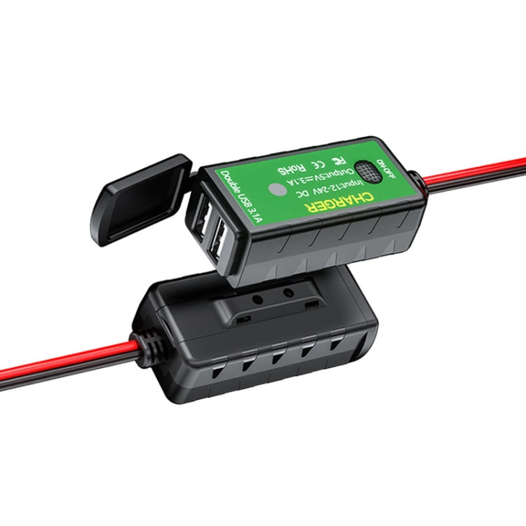 M2-A 12V 3.1A Dual USB Mobile Phone Charger Motorcycle Water-resistant With Line Charger