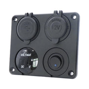 Automobile Motorcycle Ship Modified Universal Dual USB Socket Voltage Measuring Machine Switch 4 In 1 Combined Panel, Model: P15+D3+Y2+K5(Blue Light)