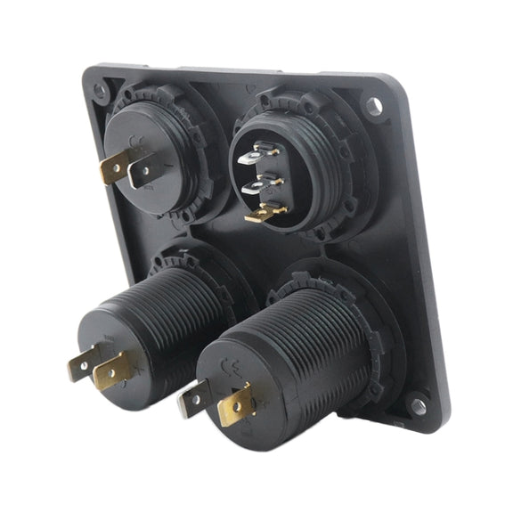 Automobile Motorcycle Ship Modified Universal Dual USB Socket Voltage Measuring Machine Switch 4 In 1 Combined Panel, Model: P15+D3+Y2+K5(Blue Light)