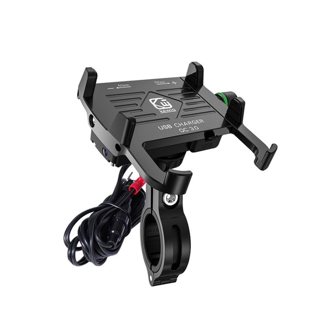 Kewig M6-S 12V Motorcycle Water-resistant Aluminum Alloy Mobile Phone Bracket With QC3.0 Fast Charging(Black)