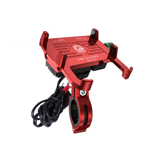 Kewig M6-S 12V Motorcycle Water-resistant Aluminum Alloy Mobile Phone Bracket With QC3.0 Fast Charging(Red)
