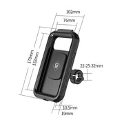Kewig Bicycle Motorcycle Water-resistant Box Mobile Phone Bracket Riding Touch Mobile Phone Fixed Seat(M18S-B1 Small Handlebar Installation)