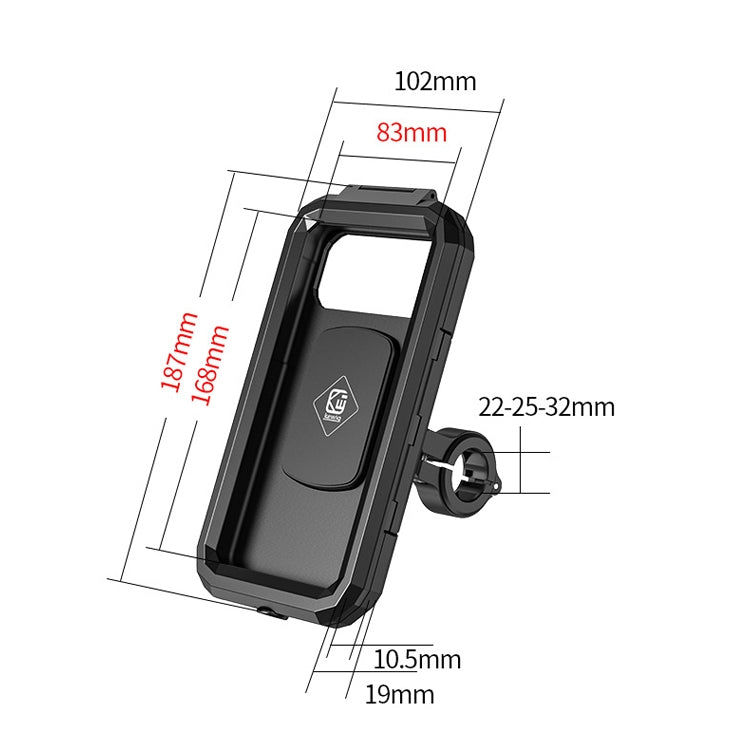 Kewig Bicycle Motorcycle Water-resistant Box Mobile Phone Bracket Riding Touch Mobile Phone Fixed Seat(M18L-B1 Large Handlebar Installation)